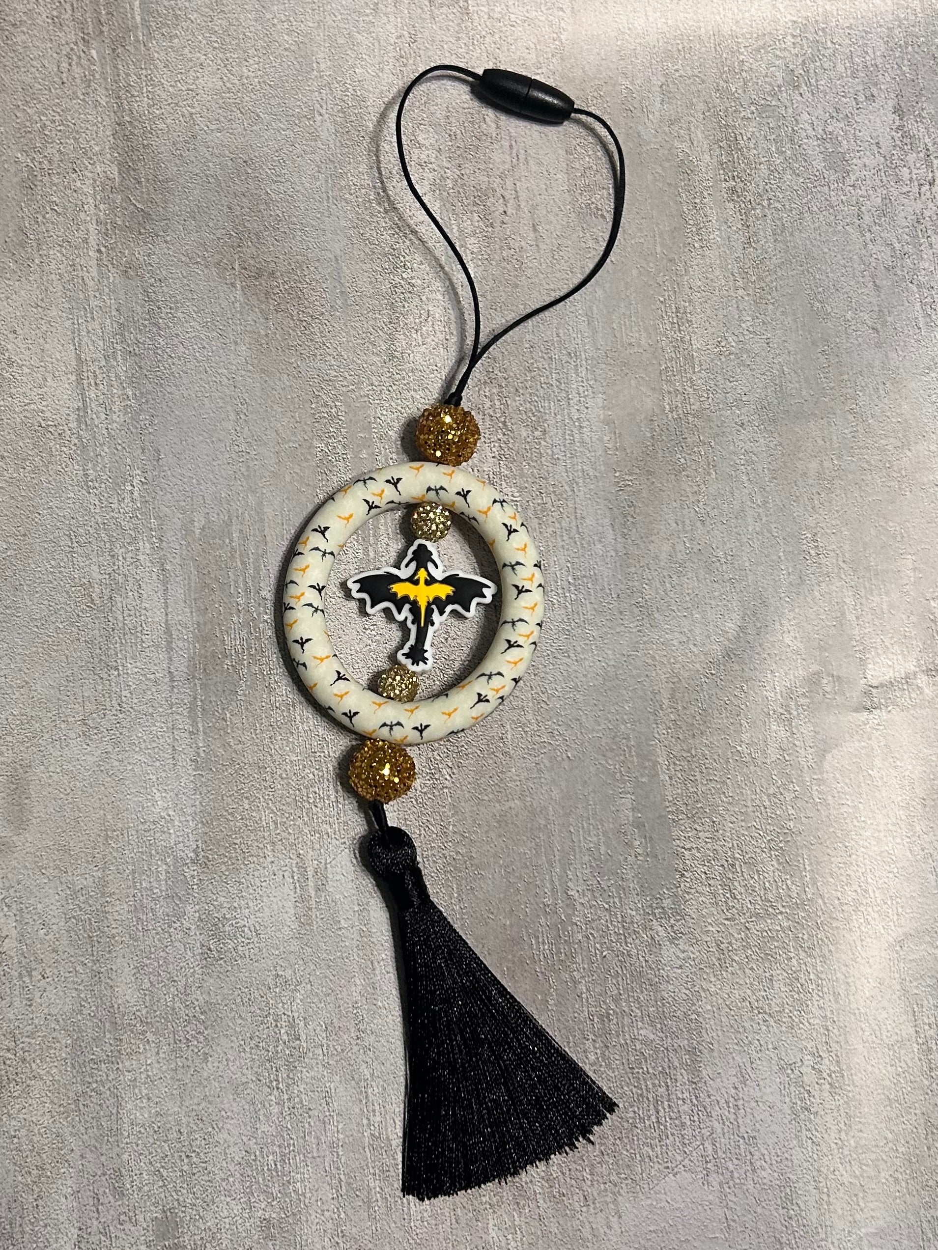 Gold and Black Dragon Car Charm