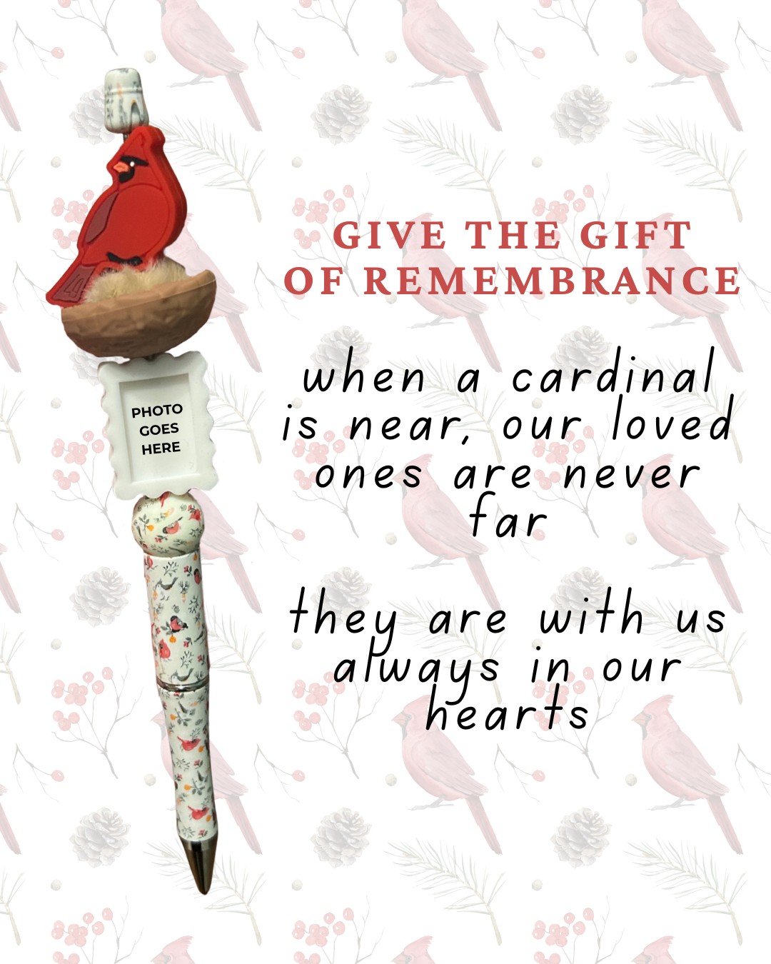 Cardinal Pen w/ Photo Frame