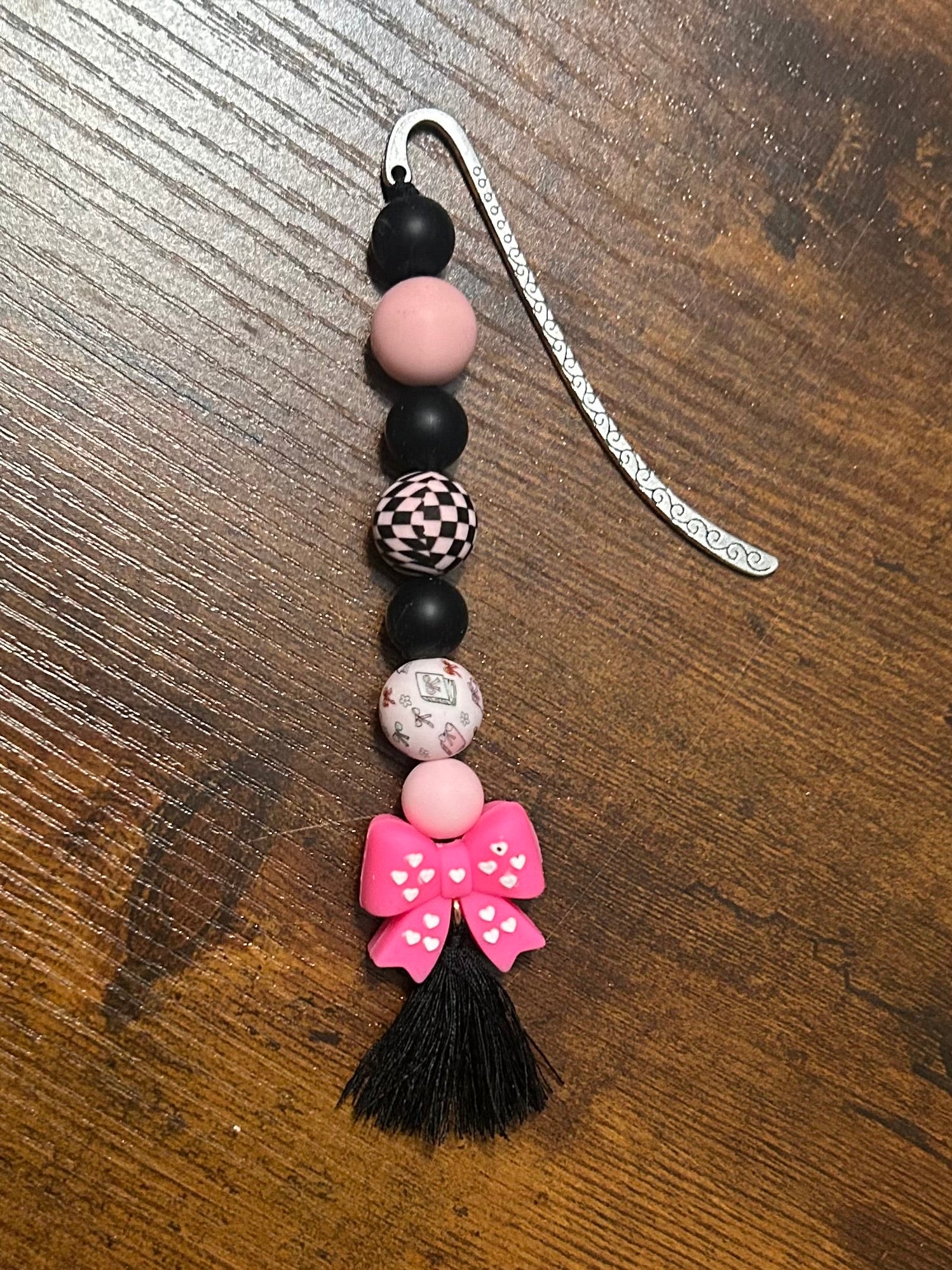 Pink Bow Long Bookmark